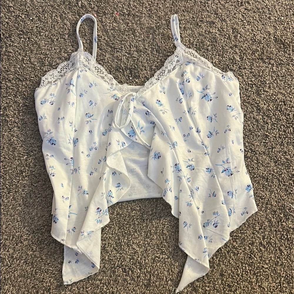 Amazon White and Blue Floral Camisole
